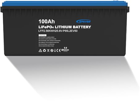 EPEVER Lithium LiFePO4 Batterie 25,6V, 100Ah mit integriertem BMS und APP, Selbstheizung unter 0°C, A-Klasse LiFePO4-Zellen, Geeignet für Wohnmobile, Boote, Camping, Wohnwagen, Energiespeicher