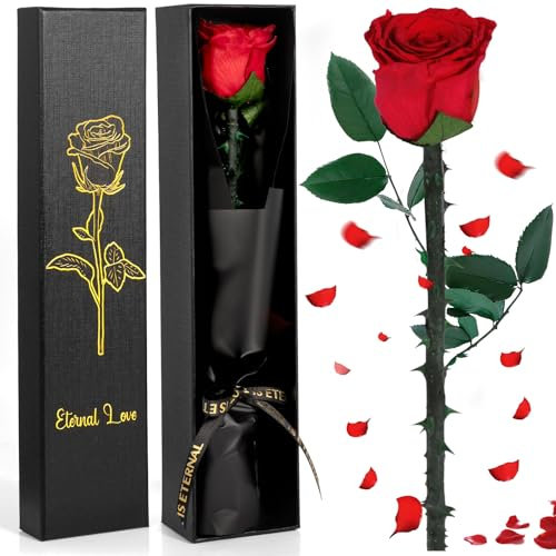 BBLTIFF Rosa Eterna, Rosa Stabilizzata Vera con Scatola Regalo, Vera Rosa Eterna, Regalo Donna, Fiori Stabilizzati Veri, San Valentino Regalo per Donne, Rose Stabilizzate per Madri, Amiche, Mogli