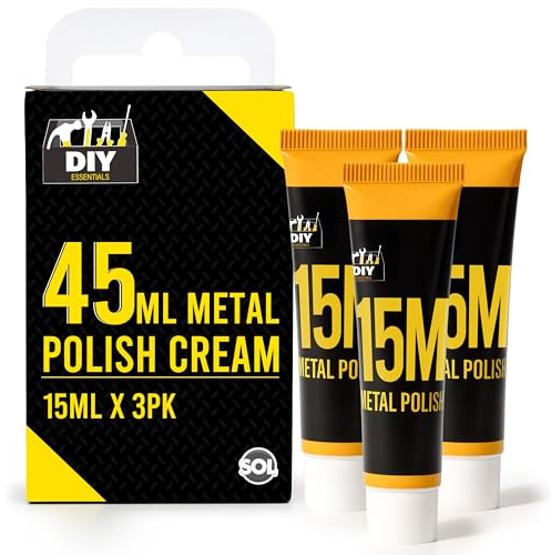 SOL 3pk Metal Polish Cream 45ml – Multi-Surface Cleaner for Brass, Copper, Chrome, Aluminium, Silver & Steel – Removes Tarnish, Cleans Oxidation, Polishes & Restores Metal Surfaces