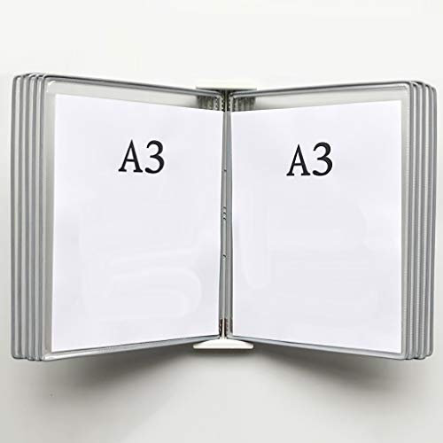 An der Wand montierter Aktenordner, hängender Wandakten-Organizer, an der Wand montiertes A3-Poster, Flip-Book-Display, an der Wand montierter, transparenter Loseblatt-Seitenständer (PVC + Metall), 45