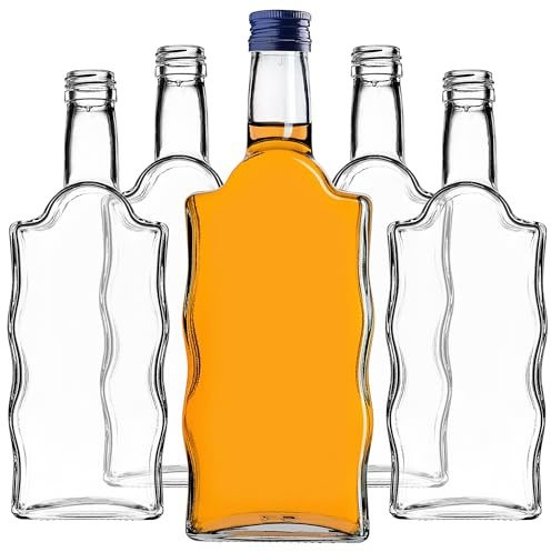KADAX bottiglie in vetro 500ml con tappo a vite blu – bottiglie vuote da riempire per succhi, sciroppo, olio e liquore, conservazione alimentare