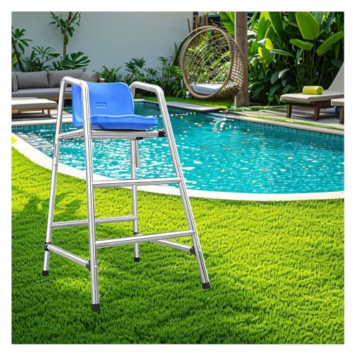 TYHAYJYK Swimming Pool Lifeguard Chair Life-Saving Observatory, Stainless Steel Pool Rescue Ladder Starting Platform Chairs for Competition Pool/Beach/Water Park Resorts(2 Steps- H 120cm/47
