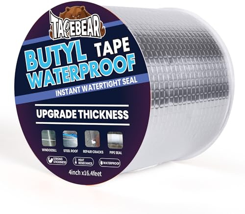TAPEBEAR Butylband 100mm x 5m, 1,3mm stark, Aluminium-Dichtungsband | für Dach, Boot, Rohr, Fenster, wasserdicht, UV-beständig