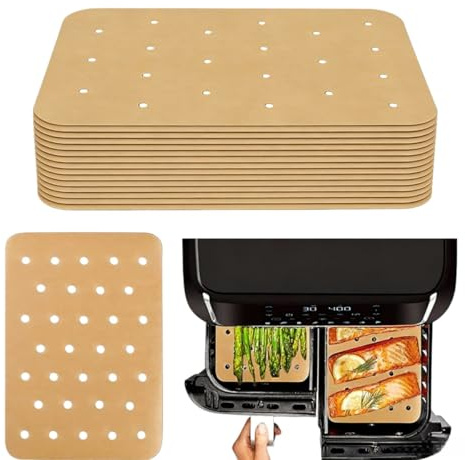 200 PCS Food-Grade Airfryer Liners for Baking, Non-Stick Air Fryer Paper Liners, Disposable Oil Absorbing Dual Air Fryer Liners Compatible with Ninja AF400UK AF300UK Tower Salter