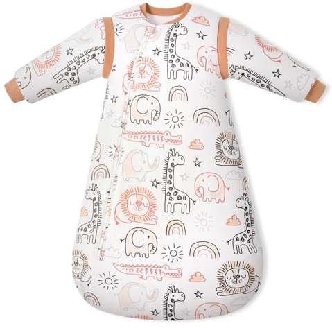 Yoofoss Schlafsack Baby Winter 3.0 Tog - 90cm/18-24 Monate mit abnehmbaren Ärmeln Winterschlafsack Baumwolle Babyschlafsack Warm für Jungen Mädchen Neugeborene