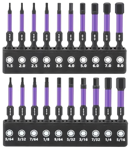 MIGUBIGU 20 Pezzi Inserti Esagonali per Avvitatore Professionali 50mm, Jack da 1/4 di Pollice, Punte Brugola per Avvitatore con Magnetismo, Punte per Cacciavite Esagonale H1.5-H8