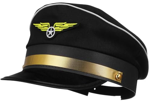OUNONA Pilotenkappe für Erwachsene Verstellbare Pilotenmütze für Halloween Kostümpartys Entzückendes Cosplay Zubehör für Airline Mottopartys für Paarkostüme Besondere