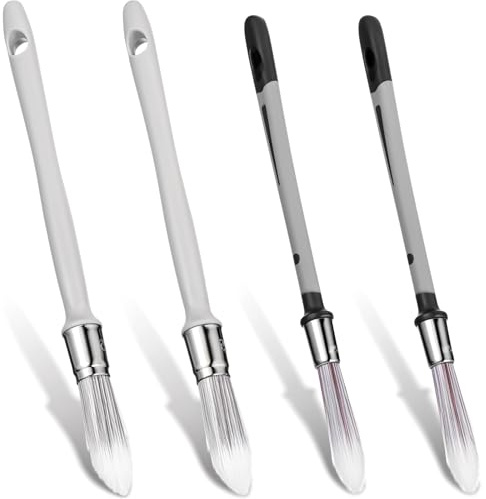 4Pcs Paint Brushes for Walls, 0.45/0.6 Inch Small Paint Brush Edge Painting Tool for Decorating, Round Paints Brushes, Trim Paints Brush for Baseboards, House Wall Corners, Touch up Painting