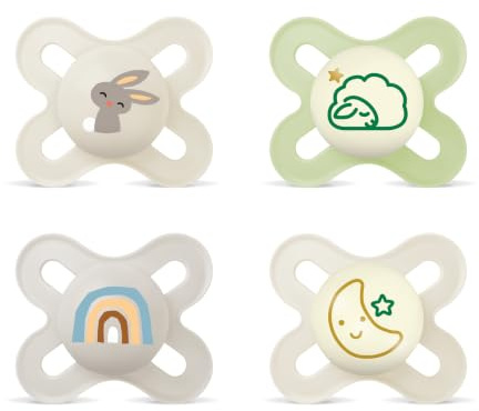 MAM Original Start Day & Night Schnuller | 0-2 Monate | Schnuller für Neugeborene | 94% Akzeptanz | stillfreundlicher Babyschnuller | von 100% der Hebammen empfohlen | SkinSoft Silikon | uni | 4 Stück