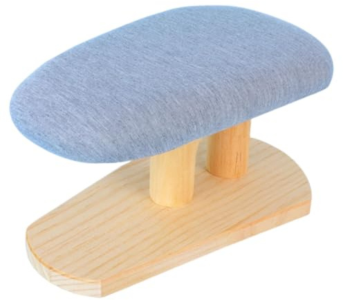 Pitycbo Mini Tabla de Planchar Portátil Profesional con Base de Madera Y Taburete para Lavandería, Talleres, Hombros, Cuellos Y Ropa, Gris, 29 Cm X 18 Cm X 15