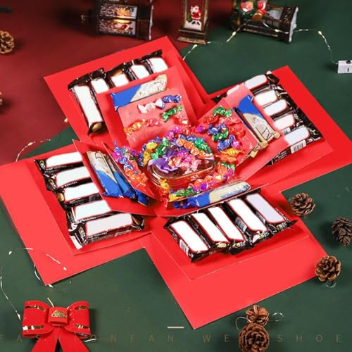 Scatola regalo esplosiva a 5 strati con nastro, scatola regalo per snack a sorpresa, scatole per album di ritagli, contenitore creativo a sorpresa per anniversari, Natale, ricordi