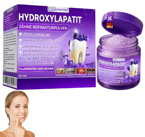 Dormorna Hydroxylapatit Zähne Reparaturpulver, Natürliche Zahnreparatur Mineralpuder, Zahnfleischpflege, Für frischen Atem & tägliche Reinigung