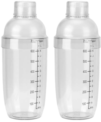Coctelera de plástico reutilizable, mezclador de bebidas transparente, taza coctelera de mano con báscula, herramienta de barman, 2 uds.
