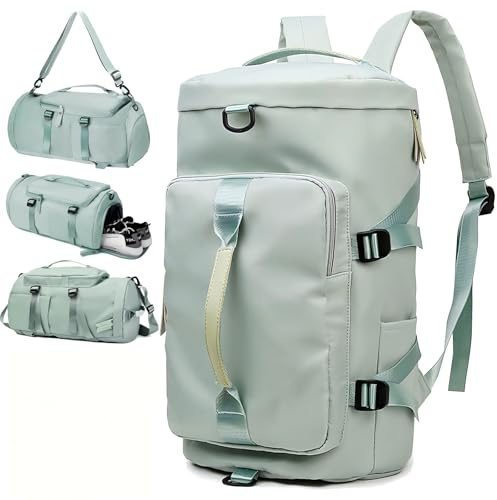 LUKIUP 35 L Sporttasche Reisetasche für Damen und Herren, 3 in 1 Reisetasche Sporttaschen mit Schuhfach Nassfach Oxford Wasserdicht für Fitness Reisen Weekender(Hellgrün)