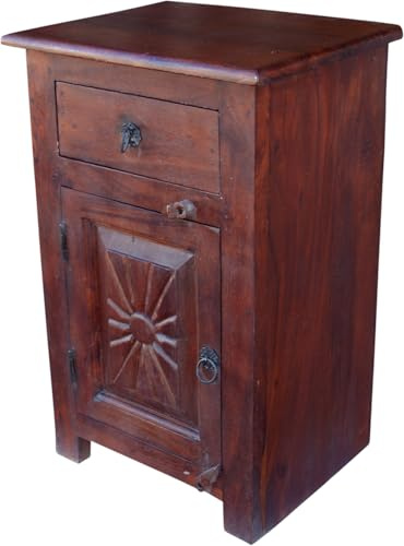 GURU SHOP Beistellschrank, Kommode, Nachttischschrank im Kolonialstil - Modell 122, 64x40x30 cm