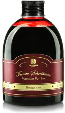 Octopus Reservoarpennabläck i praktisk påfyllningsflaska, bläck för reservoarpenna, kalligrafibläck, vinrött, 250 ml