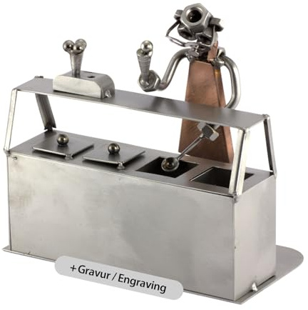 Steelman24 I Omini di Viti Venditore di Gelato con Piastra di Incisione Personale I Idee Regalo Originale I Soprammobili in Metallo I Modellino