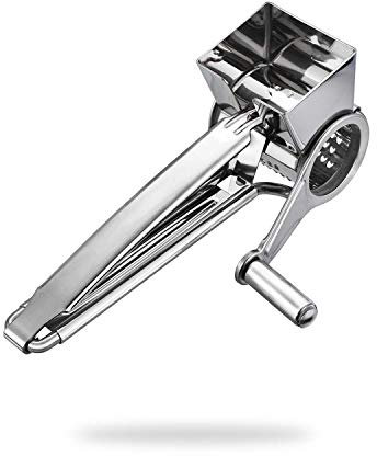 TONMA Multipurpose Rotary Cheese Grater with 1 Stainless Steel Handheld Drums for Parmesan, Mozzarella, Vegetables and More, Ergonomic Design