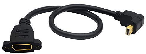 zdyCGTime 32cm Mini DP a Panel Mount DP Cable Chapado en Oro 90 Grados Up Mini DP (Displayport) Macho a DP (Displayport) Hembra Panel Mount Audio y Video Extensor Cable Adaptador