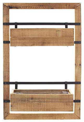 FRANK FLECHTWAREN Pflanzkasten, Pflanzregal Wandpflanzer Industria, Holz, Wandboard zum bepflanzen 48 x 73 cm, Pflanzkasten 35 x 13 x 10 cm