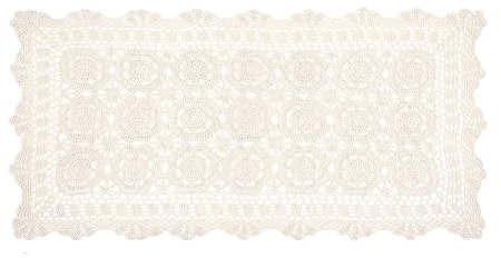 Yizunnu Centrino, tovaglia rettangolare in cotone vintage fatto a mano all'uncinetto, tovaglia da divano, 50 x 100 cm, beige