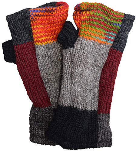 Gheri - Manoplas de lana tejidas para mujer con forro polar, guantes, calentadores de manos
