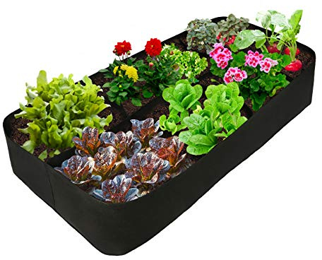 Fabric Garden Plant Bed，Raised Garden Bed，8 Holes Rectangle Planting Container Grow Bag Planter Pot for Plants, Flowers, Vegetables