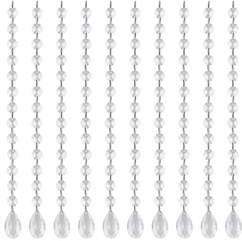 Belle Vous Pampilles Cristal Transparent en Forme de Goutte (Lot de 10) - Pampilles Deco de 34,5 cm
