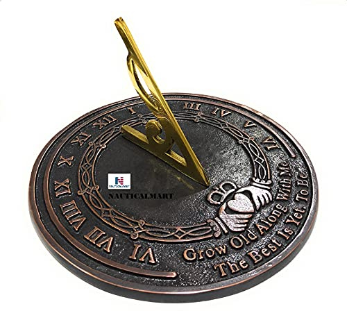 Nautical-Mart Garden Sundial Grow Old with Me -The Best is Yet, to be (Copper Antique), Unique Wedding Gift Idea for Parents, Engraved Anniversary Sundial, Home Decor