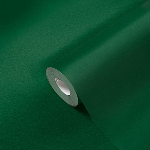 A.S. Création Tapete Dunkelgrün Uni Glatt Vliestapete Grün Einfarbig 383648 für Wohnzimmer 10,05x0,53m Made in Germany