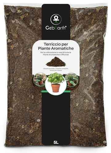 GebEarth® - Terriccio per Piante Aromatiche da 5 Litri, miscela specifica per i rinvasi delle Piante Aromatiche in Vaso【 Ideale per tutti i tipi di Erbe Aromatiche e Medicinali 】
