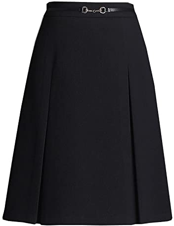 Gonna di Lana Lunga Invernale - Elegante Moda Nero A-Line Gonna Abito Donna Autunno Inverno Vita Alta Casual Slim Signore al Ginocchio Gonne Formali,Gonna al Ginocchio Grandi Dimensioni Donna,Nero,L