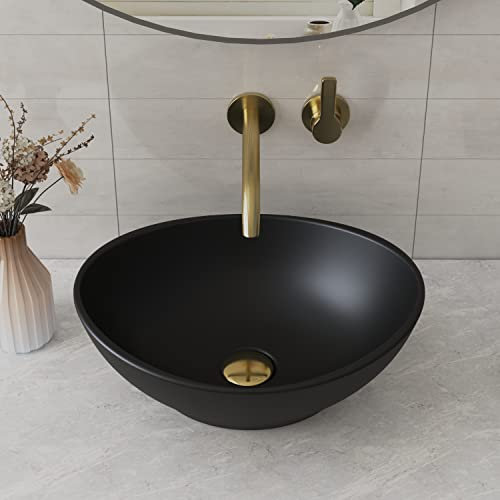 Vasque à Poser Salle de Bain Deervalley DV-1V0011 Ovale Forme D'œuf Noir pour Lavabo Salle de Bain Au-dessus du Comptoiren Céramique Lavabo Salle de Bain 400 x 330 mm