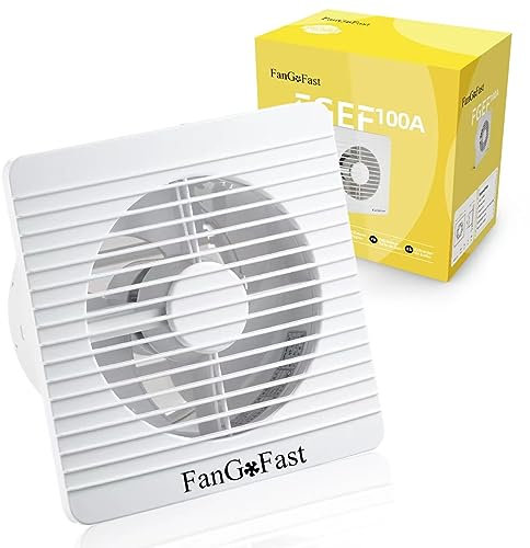 FanGoFast 100mm Ventilateur de Salle de Bain Silencieux Extracteur d'Air Blanc au Plafond et Montage Mural avec Clapet Anti-Rretour pour WC Cuisine Fenêtre Loft et Cave