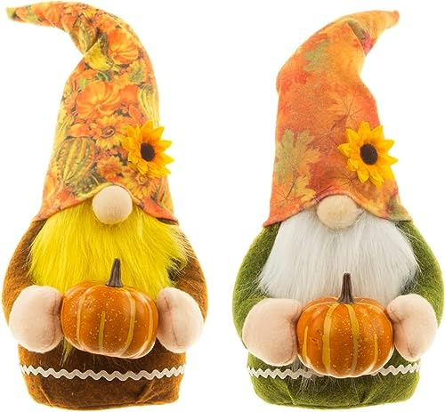 ACAREY Herbstdeko Wichtel 2 Stück Kürbis Herbst Deko Wichtel Elfe, Erntedankfest Thanksgiving Deko Wichtel Deko Figuren Herbsternte Wichtel Für Inn, Küchen, Tischdeko, Geschenke