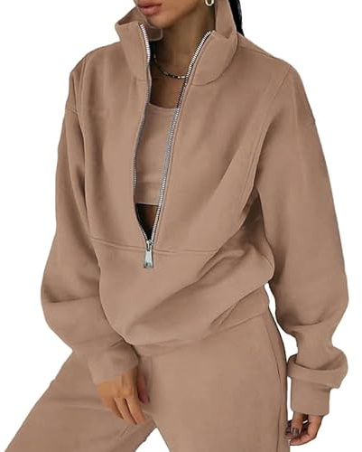 Litthing Tracksuit Womens Full Set Lounge Wear Sets 2 Piece Ladies Fleece Tracksuits Comfort Long Sleeve Activewear Zip Coat Tops Trousers Sets Fashion Casual Thermal Autumn Winter