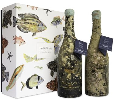 Crusoe Treasure Pack Red & White - Vino submarino - Vino tinto y vino blanco - Estuche regalo 2 botellas de 750ml cada una - Cata online gratuita incluida