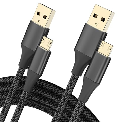 BJIDS USB Kabel, 2Pack 2M Android Ladekabel Lange geflochtene Sync Schnellladekabel Kompatibel mit Samsung Galaxy S6 S7 Edge, Android Phone -Schwarz