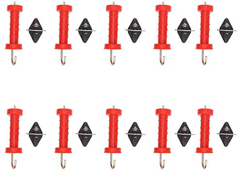 10Pcs Red Electric Fence Gate Handles Insulators Heat Cold Resistant for Farm Livestock ABS Material