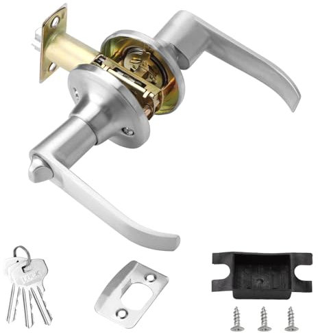 DAWRIS Türschloss mit Schlüsseln, Knauf Hebel Türgriff Schloss Tür, Türschlösser Türgriffe mit Schlössern Schlafzimmer Türschloss, Innentürgriff mit Schloss mit Schlüsseln Sicherheitstürschlösser Set
