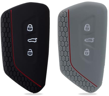 Autoschlüssel Hülle 2 Stück Autoschlüssel Hülle Key Cover Case Etui Silikon Schlüsselhülle kompatibel mit VW Golf 8 SEAT Skoda Cupra Schlüsselhülle