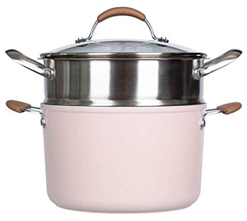 OOMRNV Olla vaporera de Acero Inoxidable con Tapa de Vidrio ventilada - Juego de 3 Piezas - Segura y Duradera
