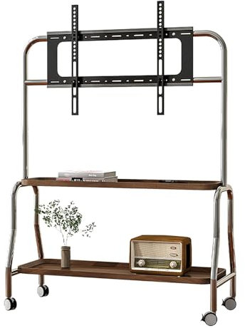 Bärbart mobilt TV-skåp, Mobil TV-stativ med hjul, För 32-75 tums LCD LED OLED Platt-TV, Tung TV-bil, Lastkapacitet upp till 150 kg, Höjdjusterbar TV-vagn