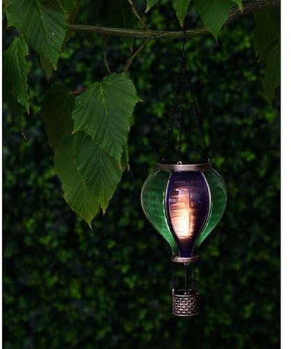 New Solar Hot Air Balloon Light – Colorful Outdoor Garden Decor, Green & Blue Flame Effect Glow, Solar-Powered Lantern with Rechargeable Battery, Perfect for Yard, Patio, and Outdoor Spaces A-71
