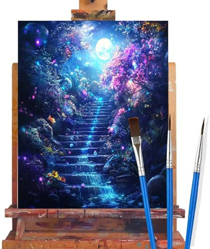 Malen Nach Zahlen Erwachsene Mond,Blume Malen Nach Zahlen DIY set Handgemalt Ölgemälde,Mit Pinseln und Acrylfarbe,Bastelset Erwachsene Frauen für Geschenke und Home Wand Dekor (Rahmenlos,90x120cm) M55
