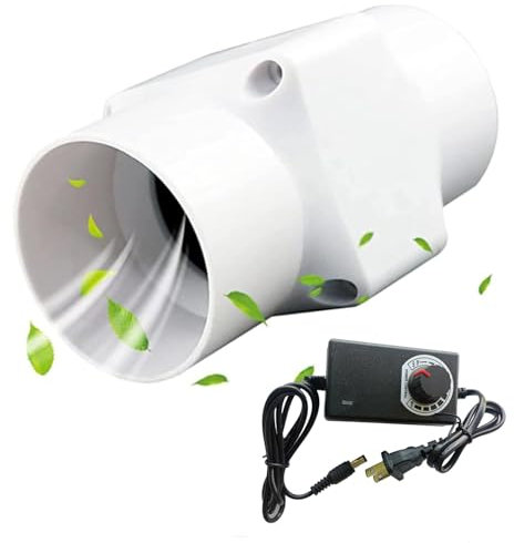 RWSXY Ventilatore da Condotto in Linea da 12 V, 2 Pollici, con regolatore di velocità variabile, 6 W, 22 cfm, HVAC, Silenzioso, Booster di Ventilazione, Ventilatore di Scarico, Uso Domestico per