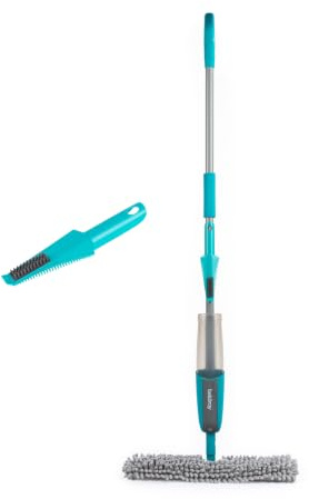 Beldray Pet Plus Spray Mop, Double-Sided Hard Floor Cleaner, 400ml Tank | Chenille Hair-Lifting Pad, Zig-Zag Microfibre Scrub Side, Machine-Washable Pad, Anti Bac Treated, Scraper Tool Included