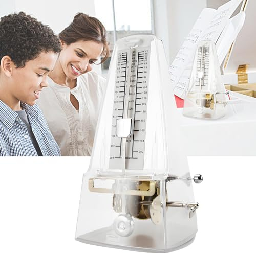 Metronom, Metronom Mechanisch Mechanisches Transparent Metronom Einstellbarer Zeit Hochwertiges Mechanisches Kupfer-Uhrwerk 40-208 bpm für Klavier Gitarre Guzheng Violine Schlagzeug Pfeife