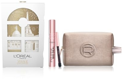 L'Oréal Paris Pochette Regalo Make Up con Mascara Big Deal e Mini-Matita Occhi Paradise Le Khol, Per i Tuoi Look Festivi, Con Elegante Pochette Champagne in Velluto