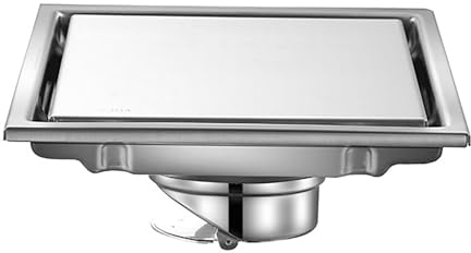 Desagüe de Suelo Oculto de Acero Inoxidable 304, Desague Ducha Cuadrado de 15 cm, para Baño, Terraza de Piscina, Garaje, Canal Exterior, Inserto de Azulejos Oculto(Silver)